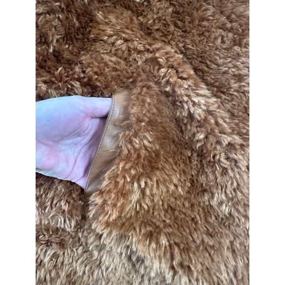 Anthropologie Maeve Teddy Faux Fur Cropped Zip Up Jacket Honey Brown, 2X - Picture 8 of 8